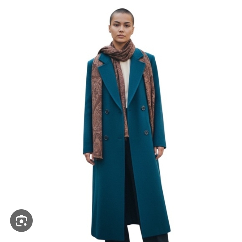 Women’s Teal Double-Breasted Trench Coat